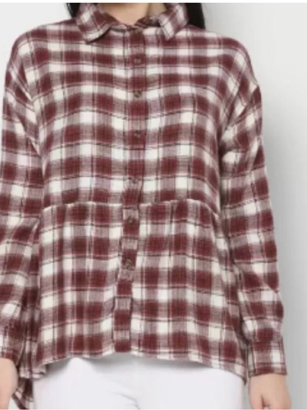American Eagle Oversized Flannel Babydoll Tunic